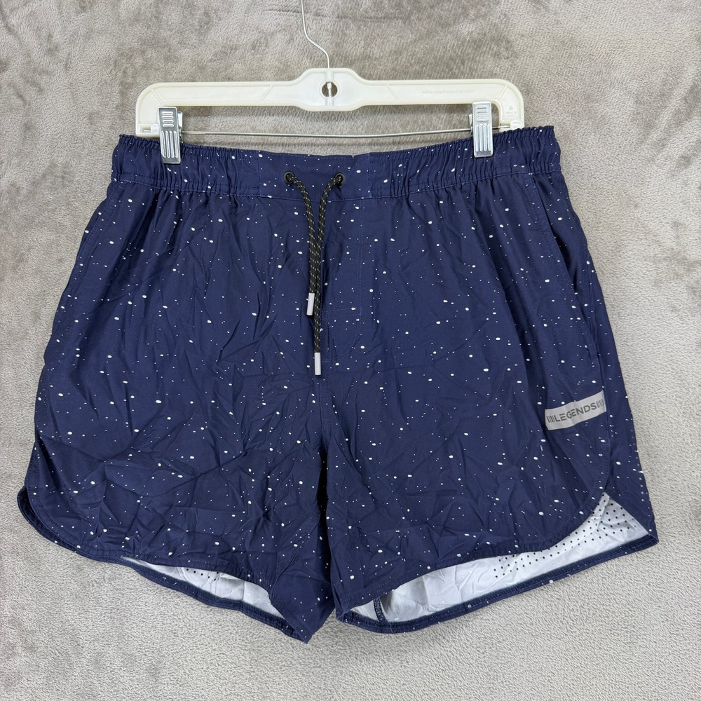Legends Luka Shorts Mens Large Navy Blue Speckle Print Lined 5" Inseam Athletic